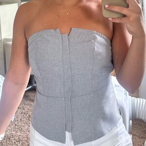 Strapless Light Gray Camisole No Strap Top with Zipper
